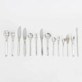 Sori Yanagi rustfritt stål og bjørk tre håndtak flatware